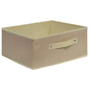 Storage box BESK 31×31×15 cm Beige, plastic organizer for home and office