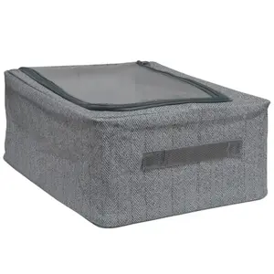 Storage box BESK 9142950 40×30×15 cm with lid and transparent window, grey
