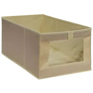 Storage box BESK 9143001 40x25x20 cm with window, beige