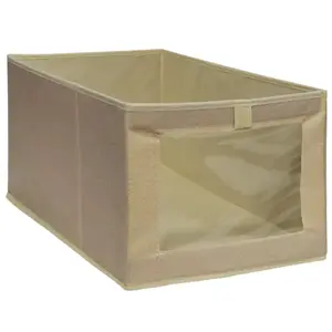 Storage box BESK 9143025 47×30×25 cm with window, beige
