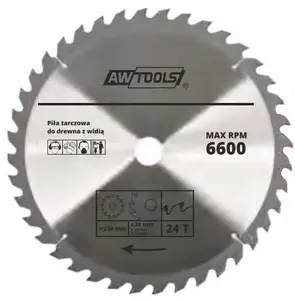 Диск пильный AWTools AW TCT 350×30 мм, 24 зуба