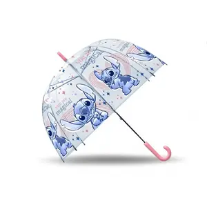 Transparent umbrella Kids Euroswan Stitch, 48 cm canopy, clear dome design