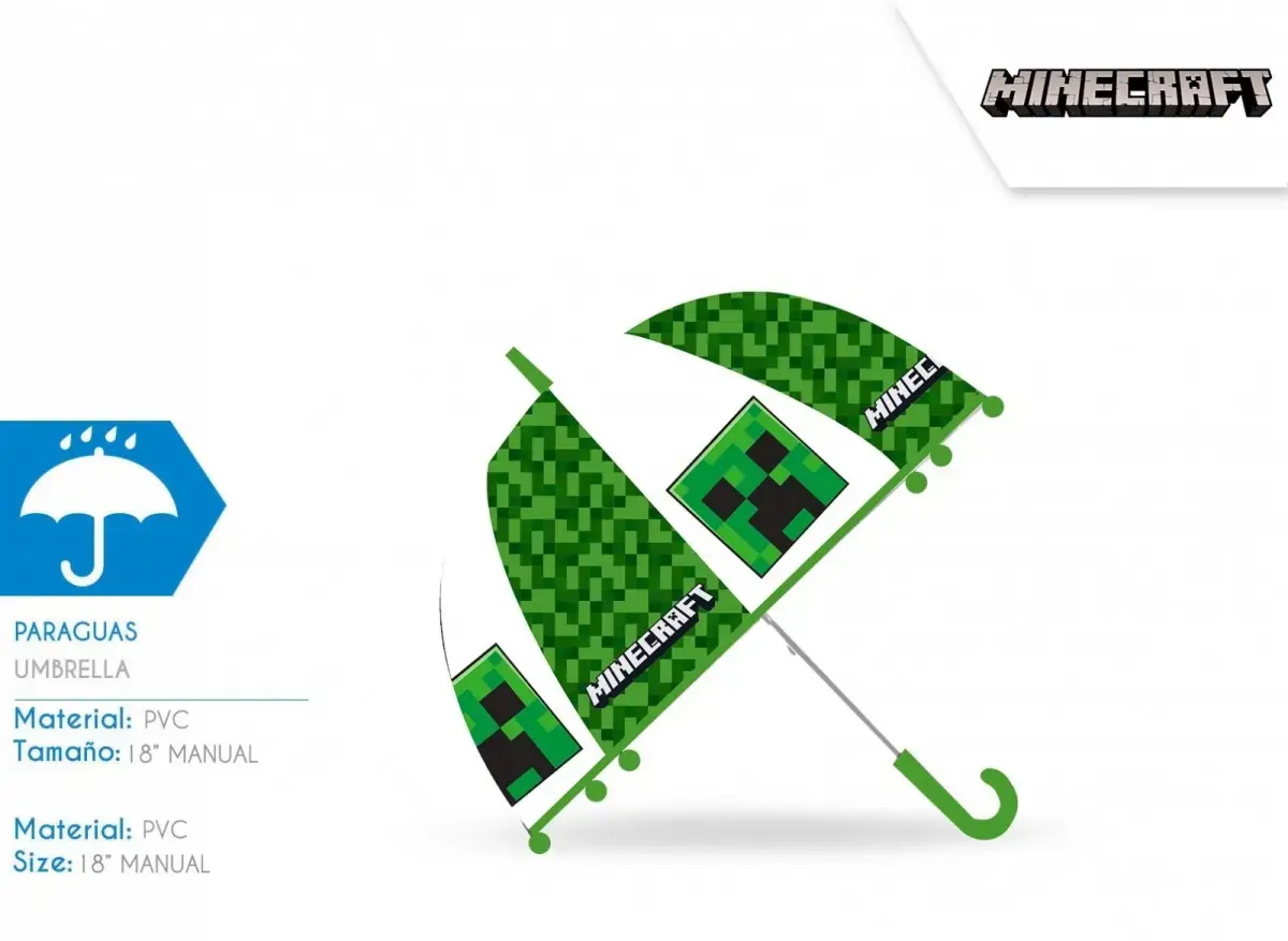 Зонт Kids Euroswan Прозрачный Minecraft зелёный Photo 2