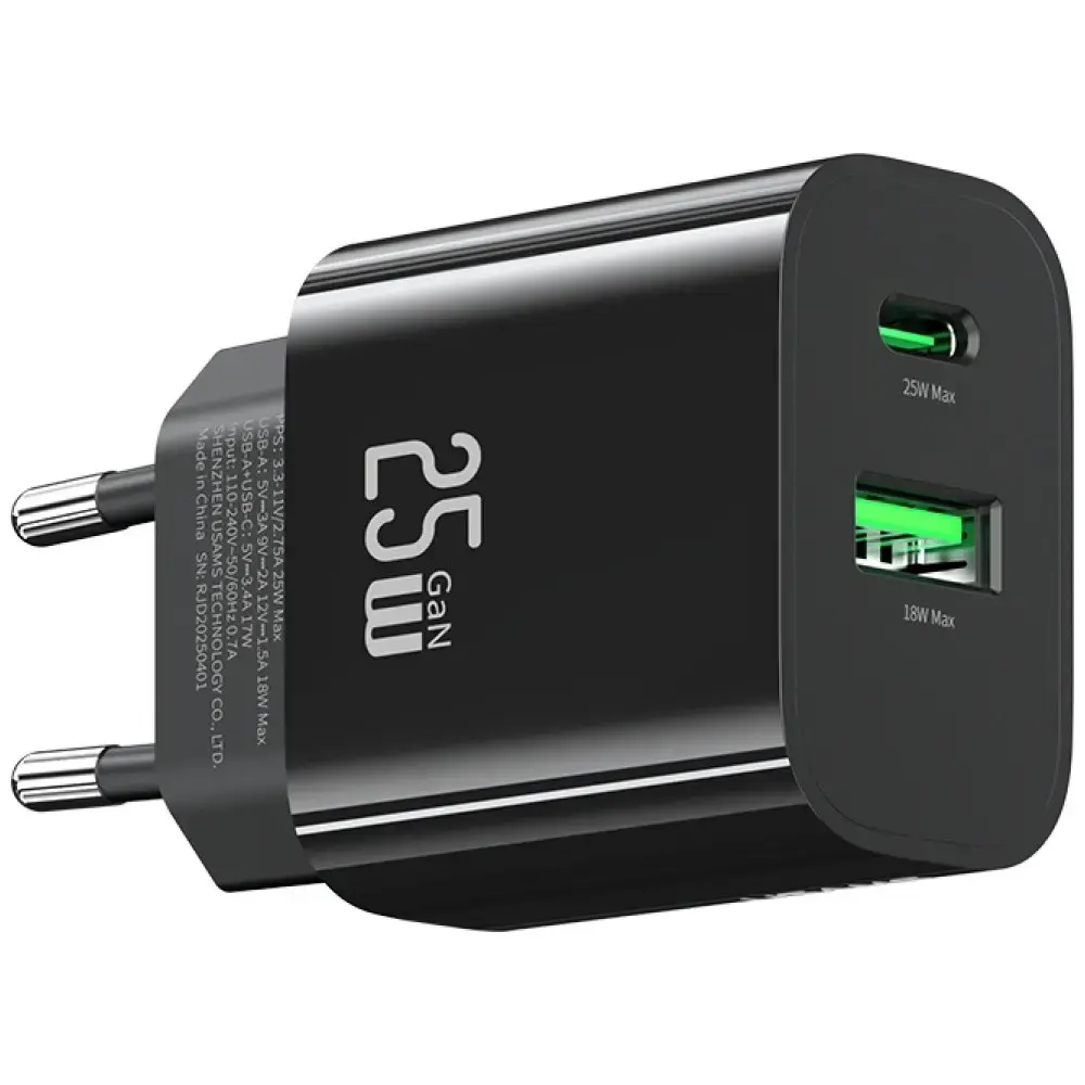 usams USA001629 25 W USB-C + USB-A lādētājs Photo 7
