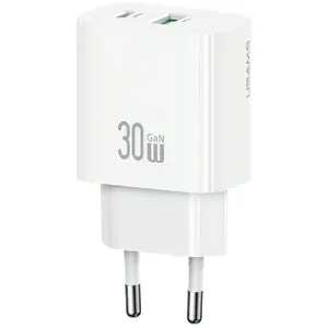 Зарядное устройство usams USA001632 30W 1×USB-C 1×USB-A Быстрая зарядка