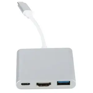 Adapter PLATINET 3‑in‑1 USB Type‑C to HDMI / USB‑A / PD passthrough Model 46241