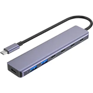 Мультимедиа адаптер PLATINET 46236 7-в-1 USB-C на HDMI, USB-A, PD зарядка, SD/TF кардридер, Ethernet