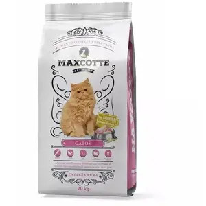 Sauss barības kaķiem HURTOWNIA KARM MAXCOTTE Gatos 20 kg — pieaugušiem, ar gaļas garšu, olbaltumvielas 29%, tauki 10%