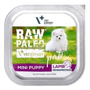 Влажный корм для собак VETEXPERT RAW PALEO Pâte Mini Puppy Lamb 150 г, полный корм для щенков мелких пород, влажность 80,5%