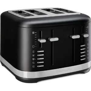 KitchenAid 5KMT4109EBM 4-Slice Toaster 1640 W Black Stainless Steel with Defrost and Keep Warm Functions