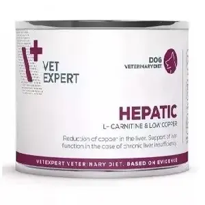 Влажный корм для собак VETEXPERT Hepatic Chicken 200 г — ветеринарная диета для поддержки печени, белок 6,5%, жир 6%, влажность 79%