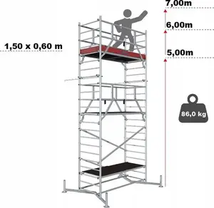 Scaffold Krause ClimTec complete 7 m aluminum base with 2 working levels