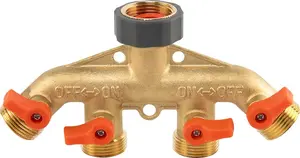 4-ходовой латунный распределитель с клапанами BRADAS 3/4" G (внутр.) x 3/4" G (нар.) – латунный сантехнический коллектор