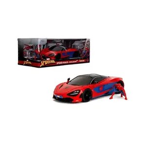 Die‑cast McLaren 1:24 model with Spider‑Man figure, SIMBA JADA (scale 1:24)