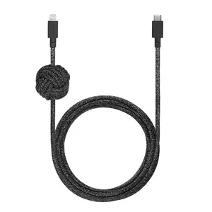 Native Union Night Cable NCABLE-CL-CS-BK-NP USB-C uz Lightning kabelis 3m cosmos