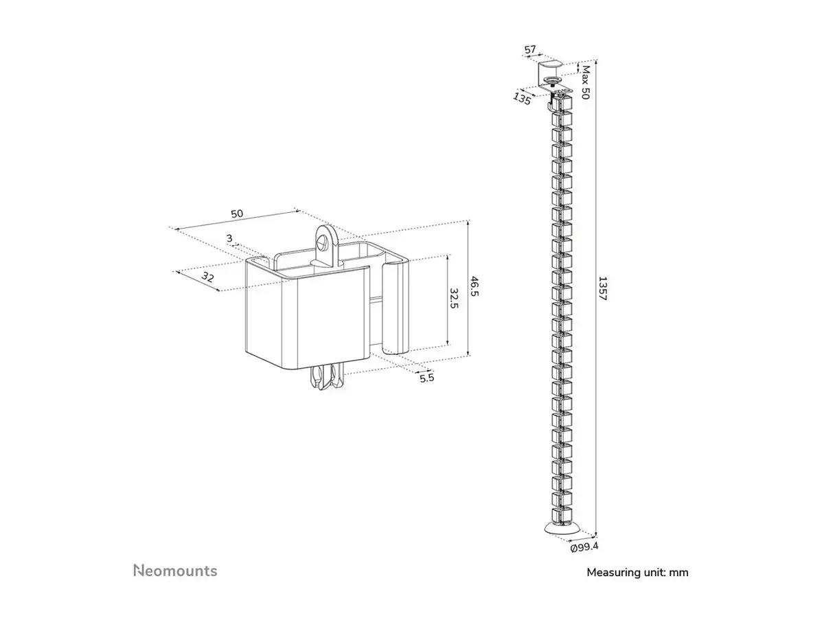 Neomounts ADS06-131BL kabeļu spine clamp-on Photo 10