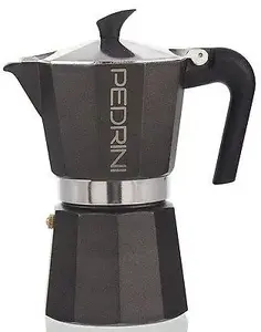 Coffee maker Pedrini 9114-8 aluminum stovetop 6 cups dark grey