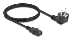 Power cord DELOCK CEE 7/7 90° angled to IEC C13, 1 m, 3×0.75 mm², H05VV-F, 250 V