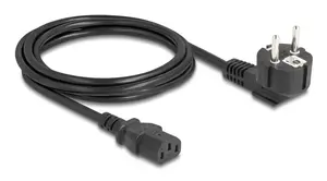 PC power cord DELOCK 81326 — earthed CEE 7/7 (90°) to IEC C13, 2 m, 3×0.75 mm², black