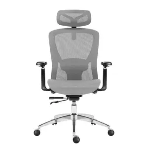 Biroja grozāmais krēsls mark adler Expert 5.3 Grey Mesh — ergonomisks, regulējams augstums, jostasvietas atbalsts, galvas atzveltne, roku balsti