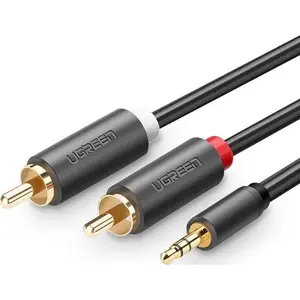 UGREEN kabelis 3,5 mm jack uz 2×RCA (Cinch) 3 m UGR541BLK