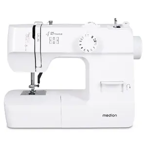 Šujmašīna MEDION LIFE SM70 — elektriskā, 70 W, 12 šuvju raksti, 4‑pakāpju pogcaurums, rotācijas vadība, balta
