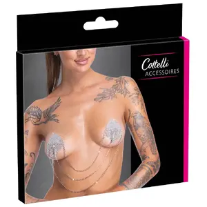 Серебристые декоративные наклейки для сосков cottelli collection 07819590000 — квадраты 6,5×6,5 см, ABS/стекло/металл, био-адгезив