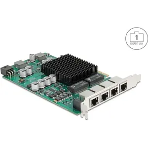 Сетевая карта DELOCK PCI Express x4 Gigabit LAN 4xRJ45 PoE+