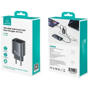 Сетевое зарядное устройство usams CC290 45W GaN с 1×USB-A и 1×USB-C