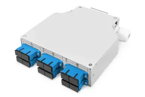 Fiber optic DIN-rail box DIGITUS DN-963890, OS2, SC adapter with 2 m pigtail, steel, blue/grey
