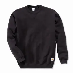 Crewneck džemperis Carhartt Midweight 579163 — melns, garām piedurknēm, kokvilnas sajaukums