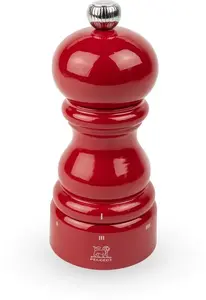 Salt mill PEUGEOT Paris 12 cm uSelect, red lacquered wood, manual adjustable grinder