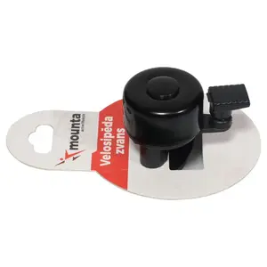 Bicycle bell MOUNTA 9127728, compact black design, mechanical single-tone