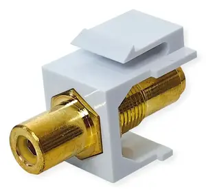 VALUE 25.99.8212 Keystone Module Angled RCA Female to RCA Female Gold and White