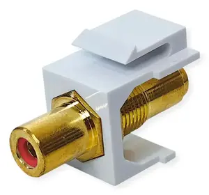 VALUE 25.99.8213 Angled Keystone Module with RCA Female to RCA Female Connectors in Gold and White