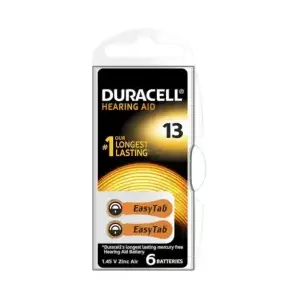 Ausu aparātu baterijas Duracell 13 (A13) cinka-gaisa, 6 gab.