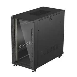 Rack cabinet LANBERG FF01-6222-12B 22U 600x1200 mm black with glass front and rear doors