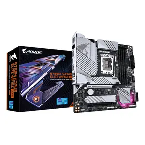 GIGABYTE pamatplate B760M AORUS ELITE WIFI6E GEN5 — Micro ATX, LGA1700, DDR5 līdz 5600 MHz, 12+1+1 VRM, 2× PCIe4.0 M.2, Wi‑Fi 6E, 2.5 GbE
