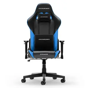 Игровое кресло DXRacer PRINCE L чёрно-синее — эргономичный дизайн, регулируемые подлокотники