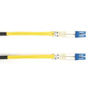 Fiber optic patch cable Black Box OS1 LC-LC duplex 15 m, single-mode, yellow jacket