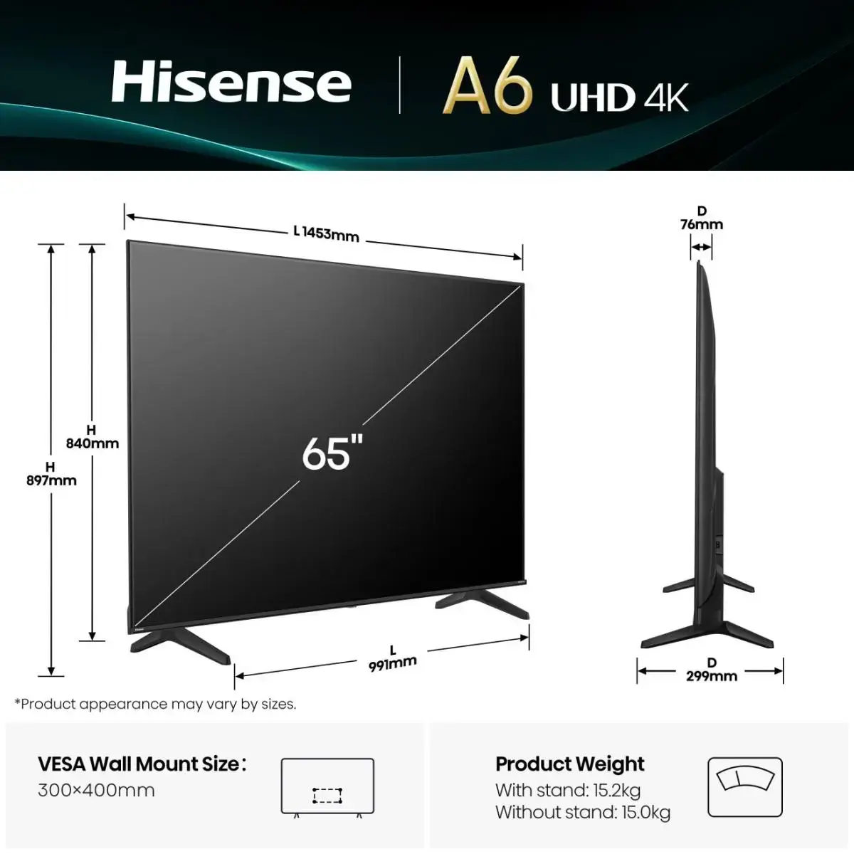 Hisense 65A6Q 65" 4K UHD LED телевизор Photo 2