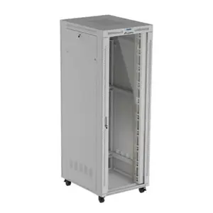 Rack cabinet LANBERG FF01-8047-12SL 47U 800x1000 mm grey with front and rear glass doors and LCD panel space