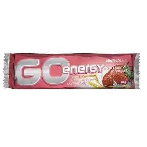 Enerģijas batoniņš BioTechUSA Go Strawberry Yogurt 40 g — batoniņš ar zemeņu jogurta garšu