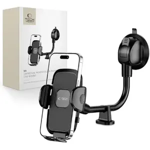 Car phone holder Tech-Protect V3 Long Arm for windshield, Black, adjustable grip