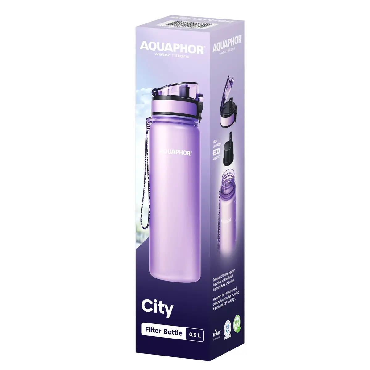 Aquaphor City water filter bottle 500 ml (lavender) Photo 4
