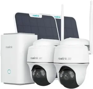 Home security system Reolink Home Hub Kit with 2× Argus PT Ultra cameras and 2× solar panels