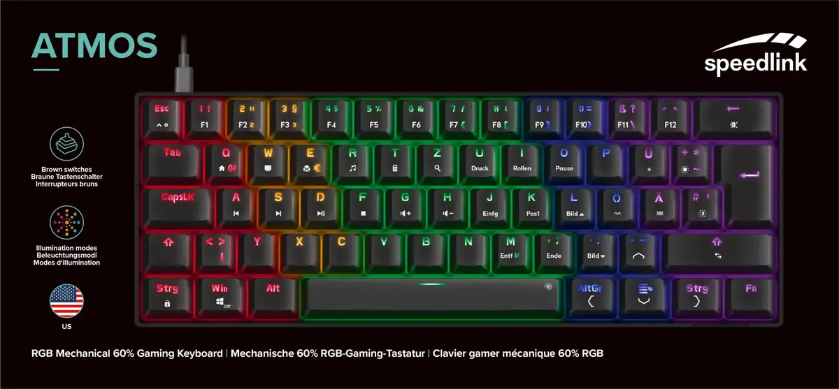 Механическая клавиатура Speedlink Atmos RGB Rainbow Photo 7