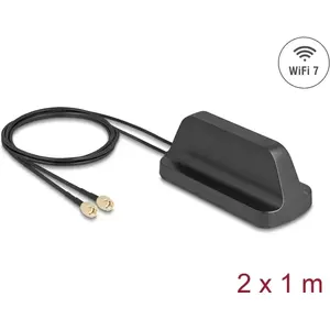 External Wi‑Fi 7 Antenna DELOCK 81454 with 2 x RP‑SMA connectors, omnidirectional, 2.4–4.0 dBi