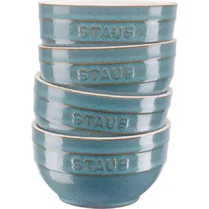 Staub round ceramic bowl set 4 pcs 0.7 L turquoise