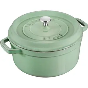 Кастрюля Staub круглая чугунная 5,2 л, мятный — La Cocotte 26 см